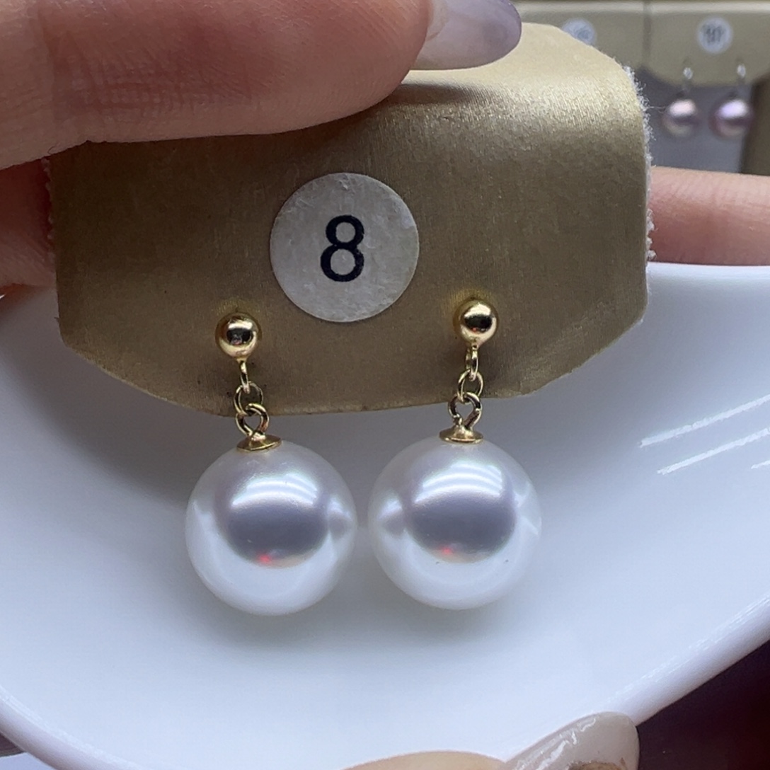 淡水珍珠银S925镶嵌耳饰