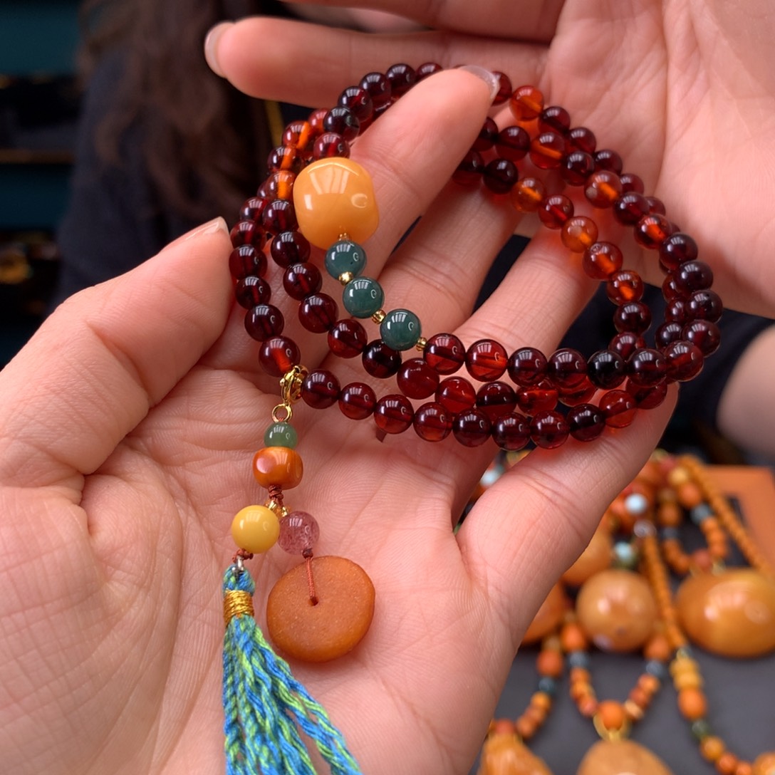 琥珀未镶嵌手串微瑕