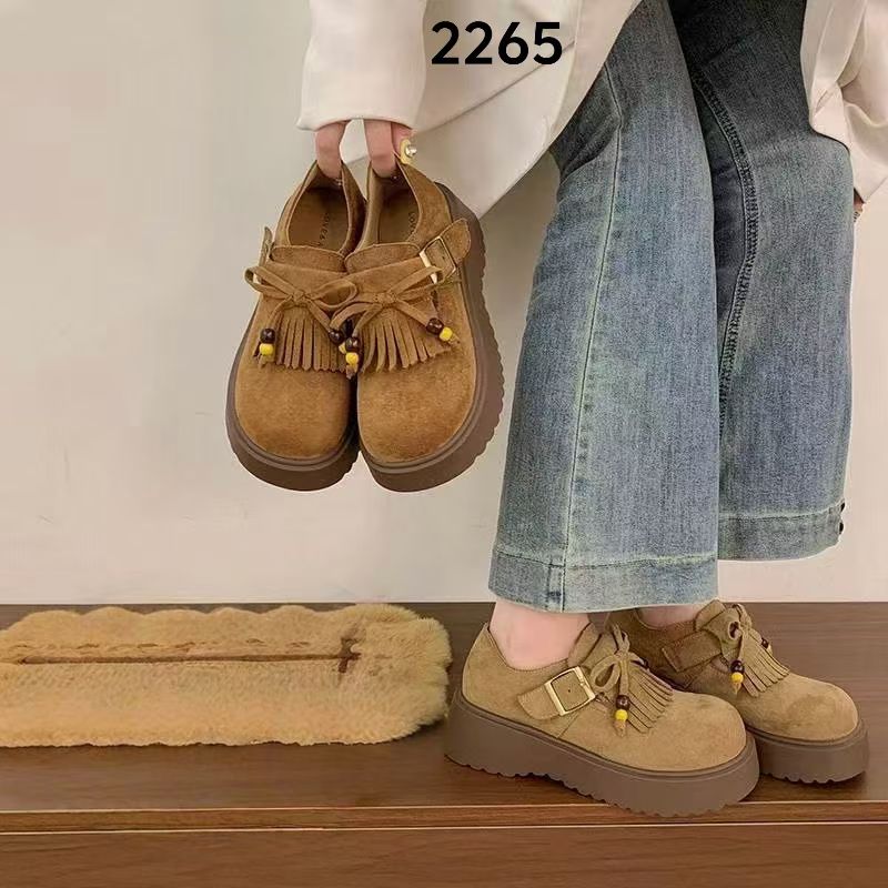 厚底流苏勃肯鞋2025新款百搭一脚蹬复古小个子增高乐福单鞋女鞋