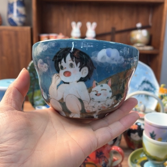 盘景德镇釉下手绘陶瓷 