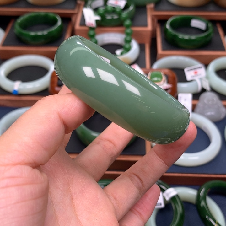 和田玉（碧玉）手镯5859圈口未镶嵌