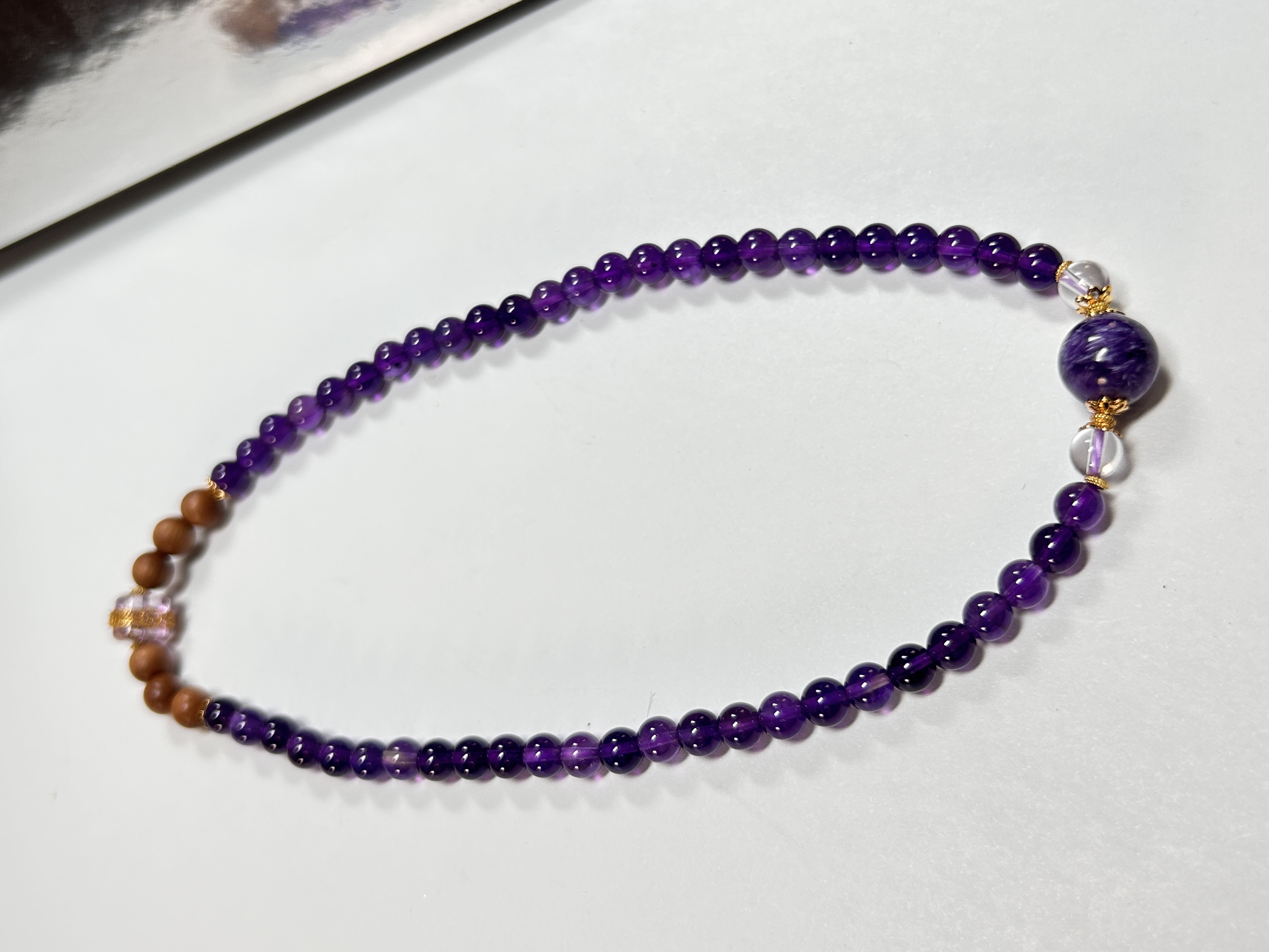 【晶子奇】紫水晶老山檀双圈手串