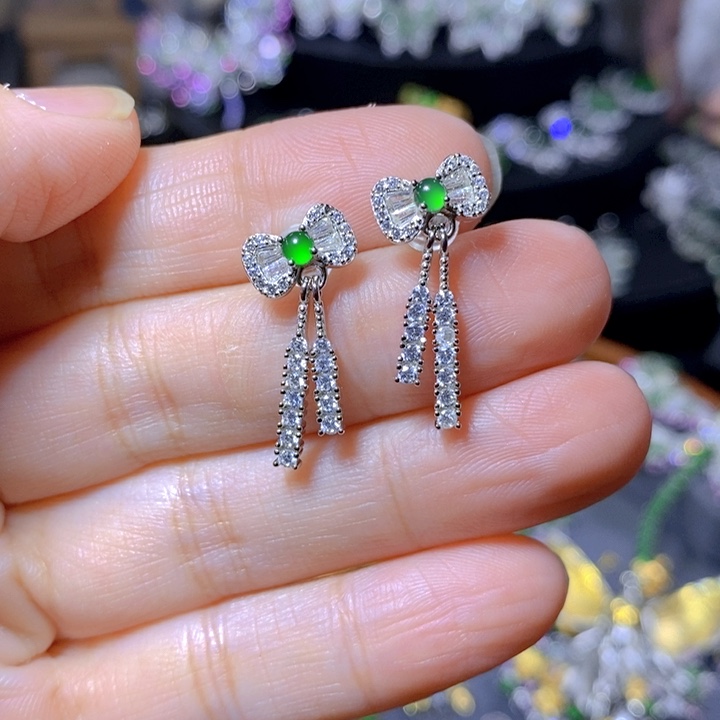 翡翠戒指银S925镶嵌天然翡翠