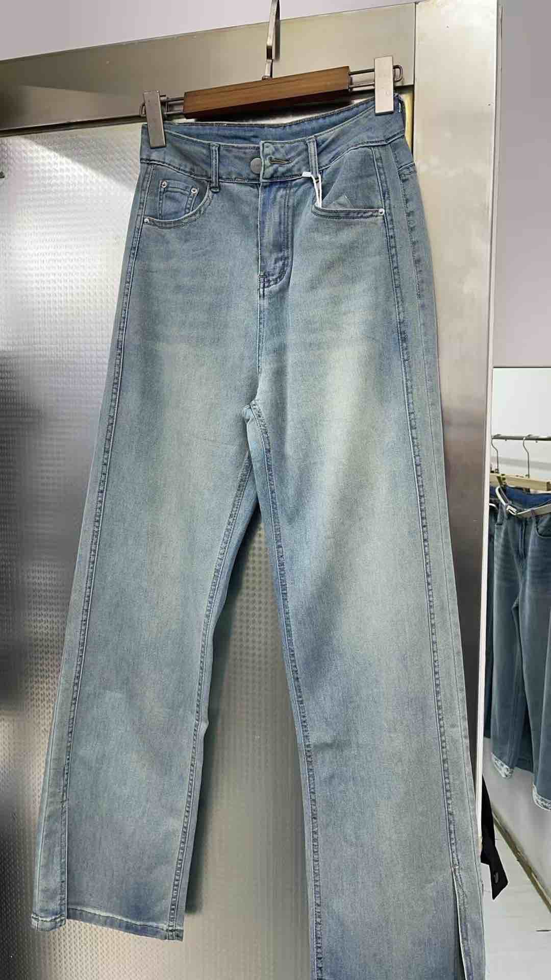 【小白姐姐】3387裤脚开叉特色直筒裤