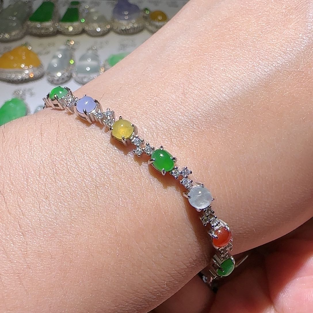 【闪购商品】银S925镶嵌手链翡翠天然