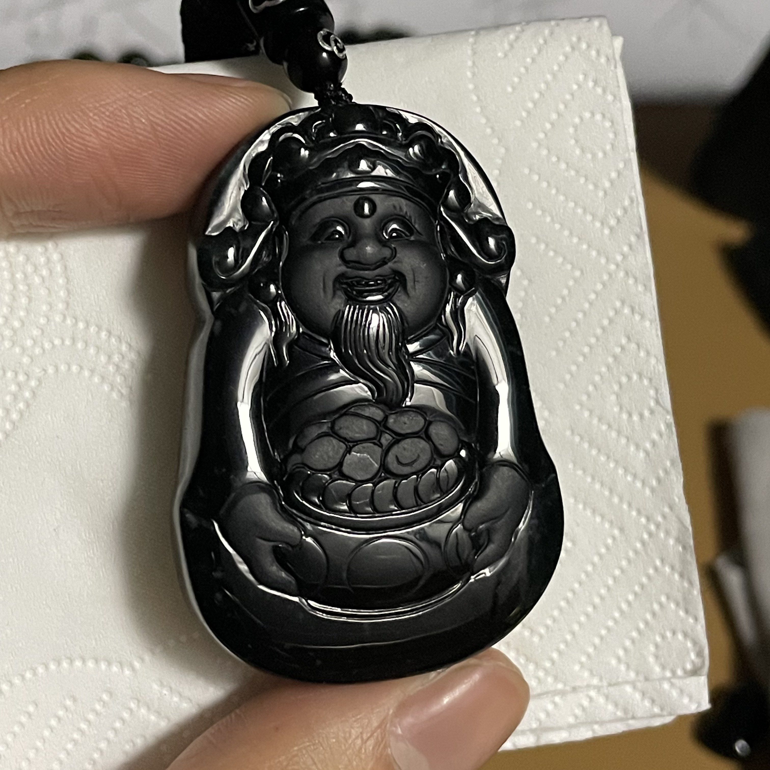 天然翡翠a货 财神爷玉坠h