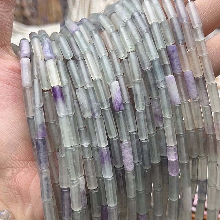 未镶嵌玛瑙/玉髓珠宝半成品一条4/13mm左右萤石管珠