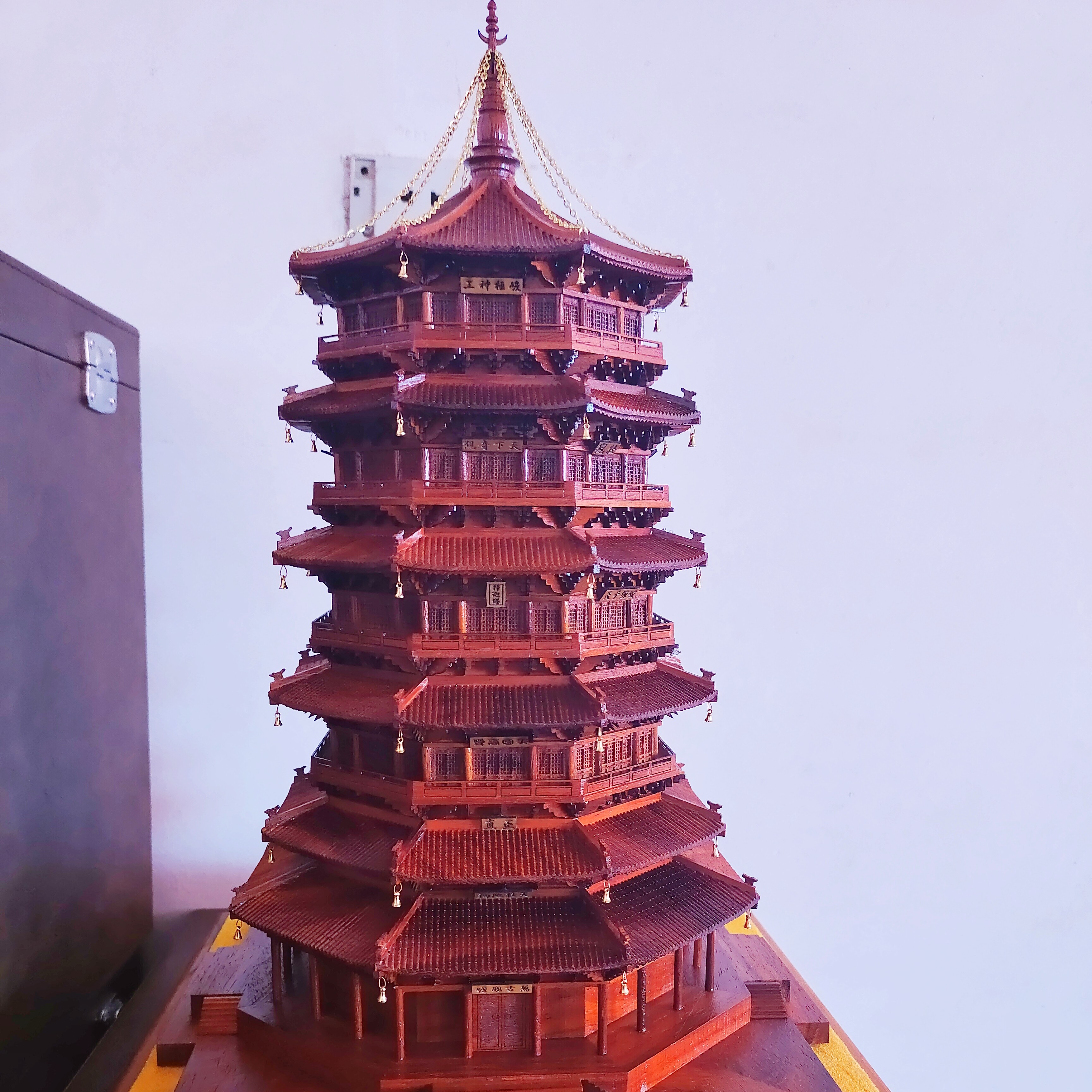 中式木雕释迦塔高档礼品书房摆件山西应县木塔古建筑木雕桌面模型