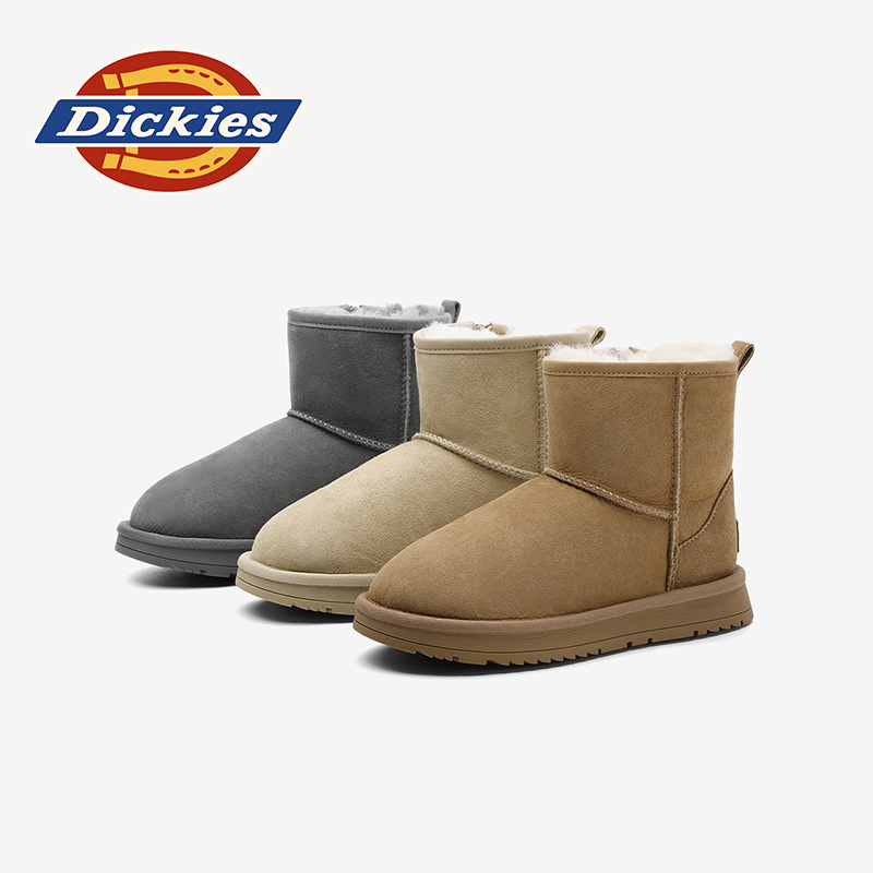 Dickies女童棉鞋冬季新款儿童雪地靴皮毛一体男童棉靴保暖女鞋