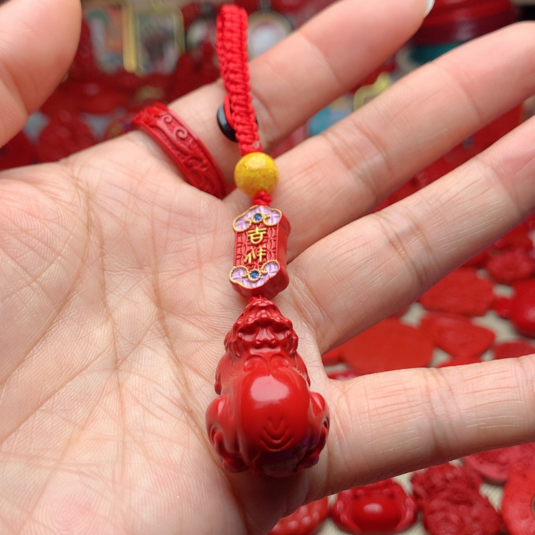 天然辰砂工艺品朱砂钥匙扣