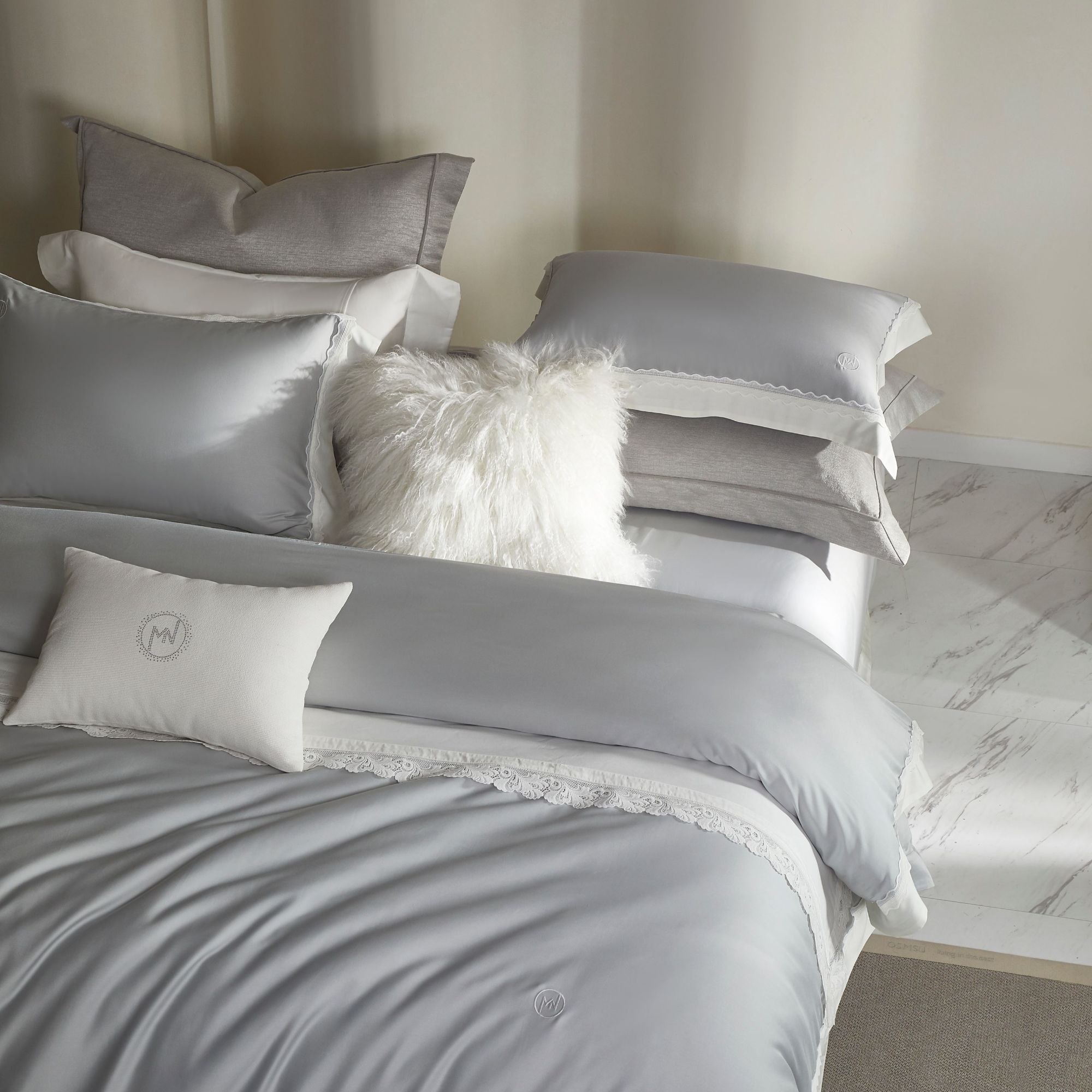 【贤公子】MN/慕奈  萝菈-轻奢简约款天丝棉花边工艺四件套