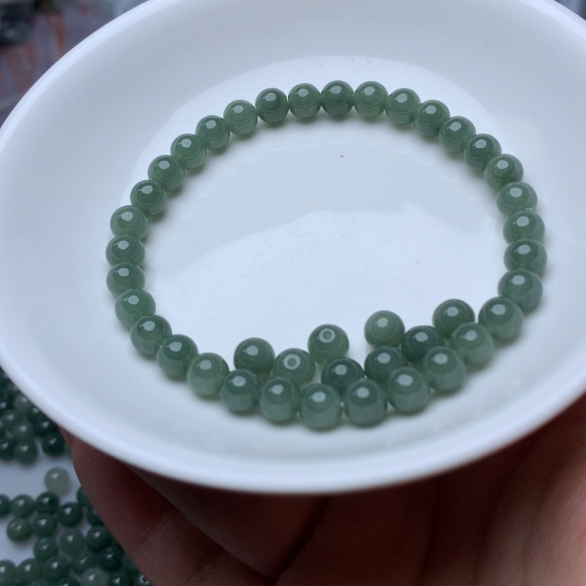 【闪购商品】未镶嵌手链翡翠卡6冰油青33颗