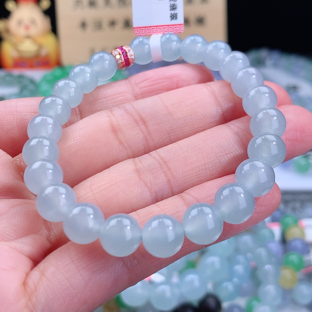 翡翠手链未镶嵌啦****5卡8mm