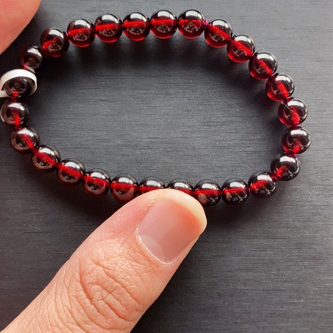 石榴石手链未镶嵌7mm天花板精品酒红