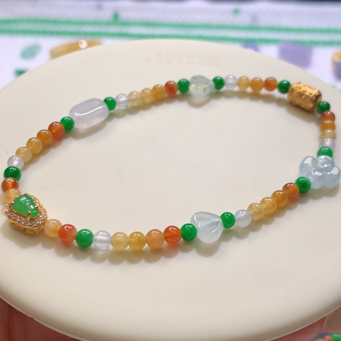 定制翡翠未镶嵌 毛货抛光定制 特色小米多宝