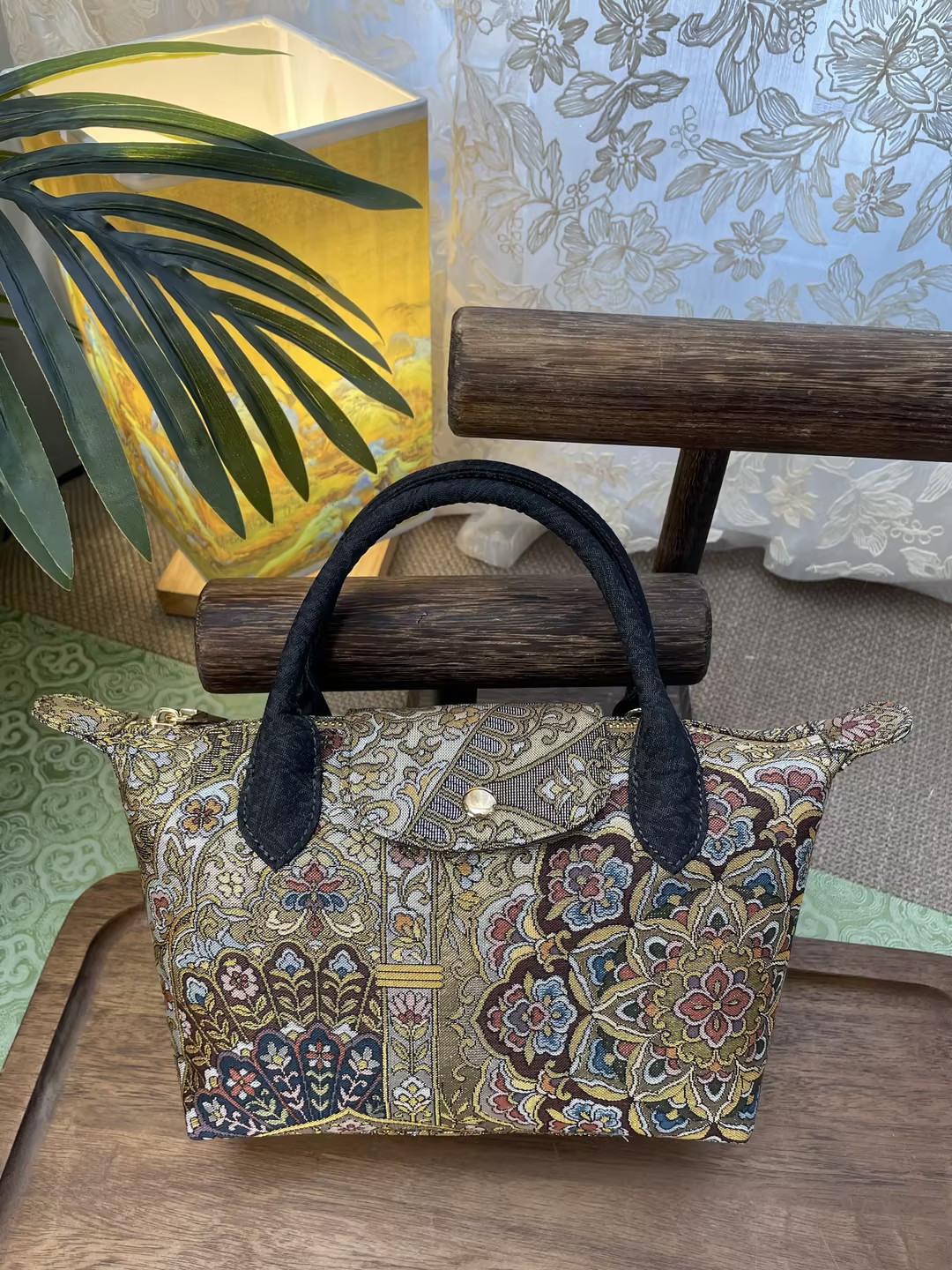 【饺子包】西阵织非遗工艺黑金花鸟/极细织/细密织国风新中式包包