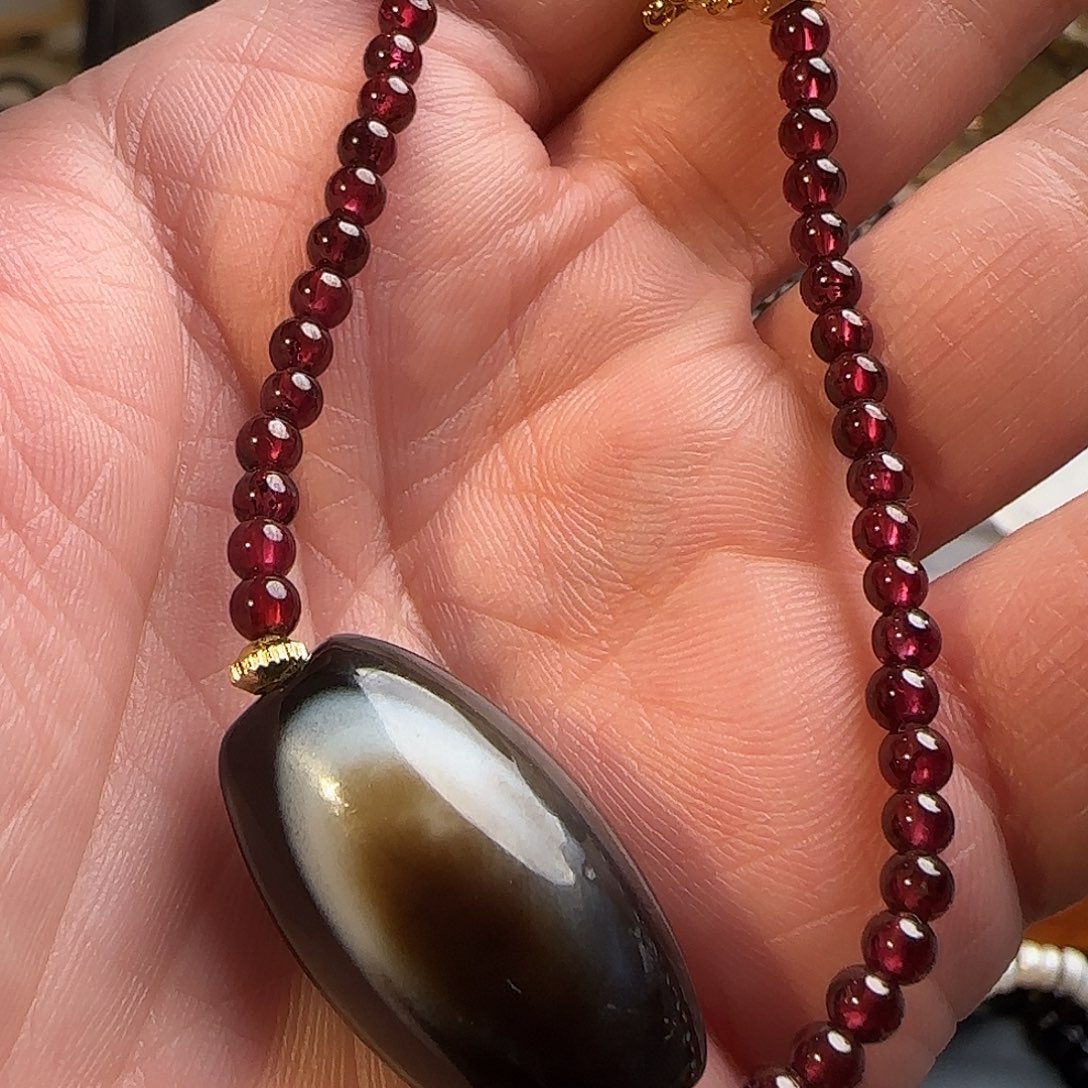 玛瑙/玉髓合金颈饰板眼搭配紫牙乌 太美了