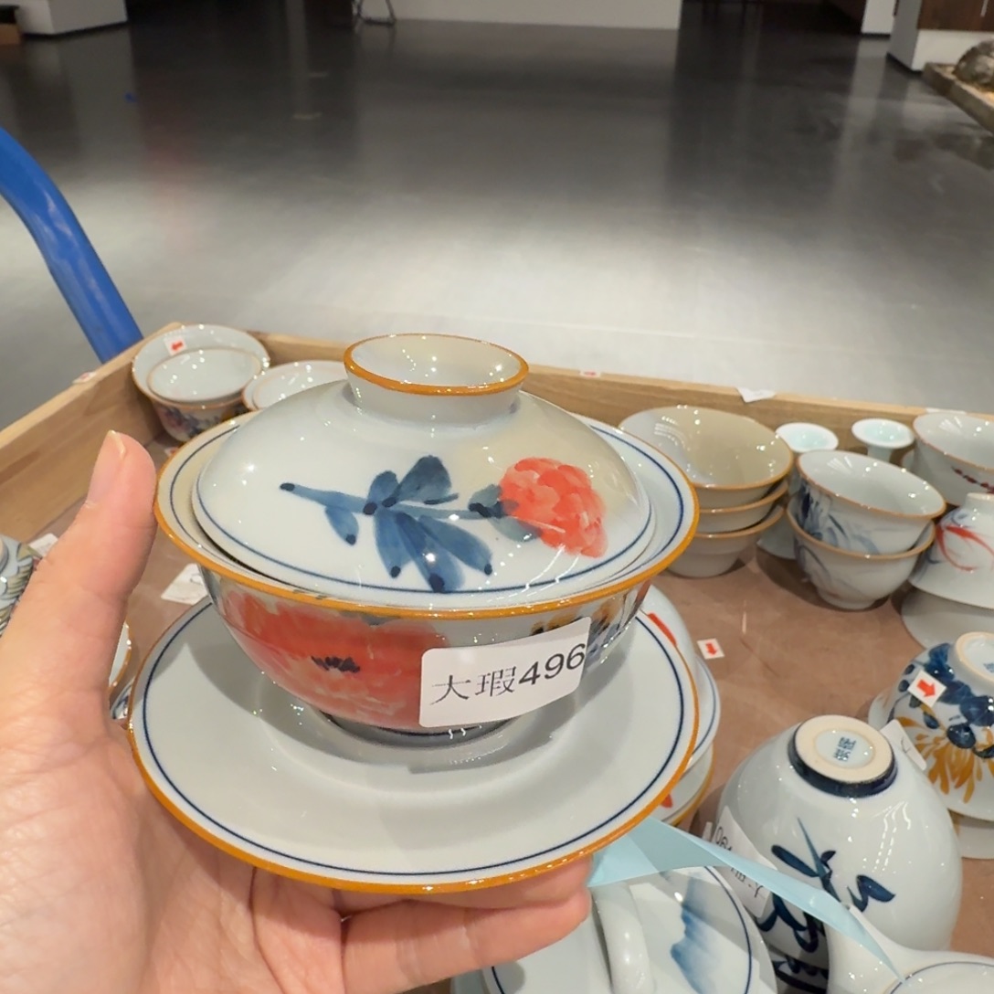 釉下手绘茶具微瑕