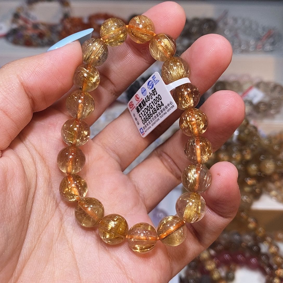 小***～发晶手串未镶嵌钛晶金发9.7mm