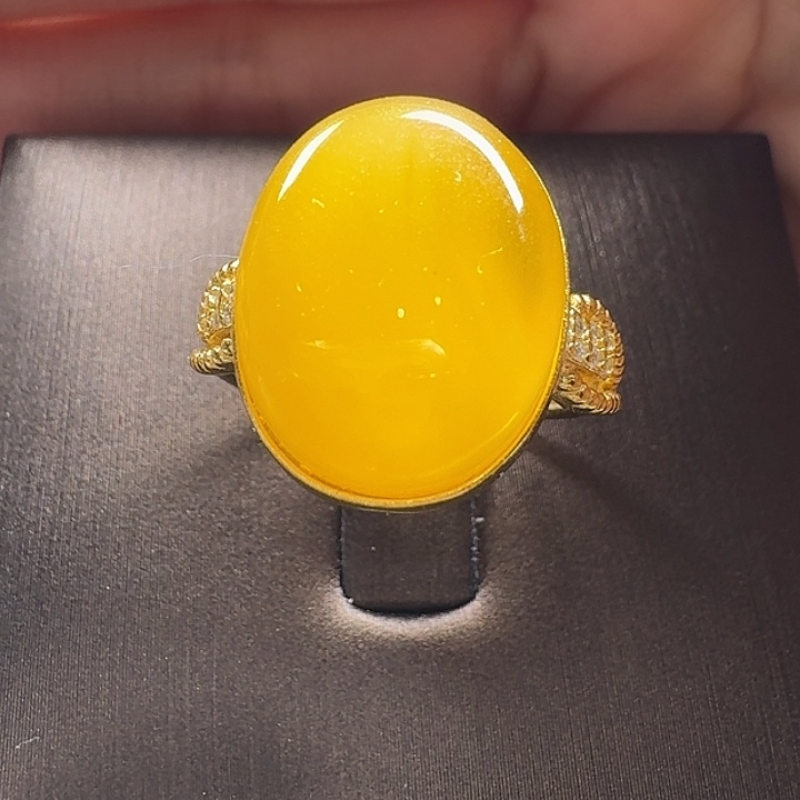 蜜蜡银S925镶嵌戒指戒指