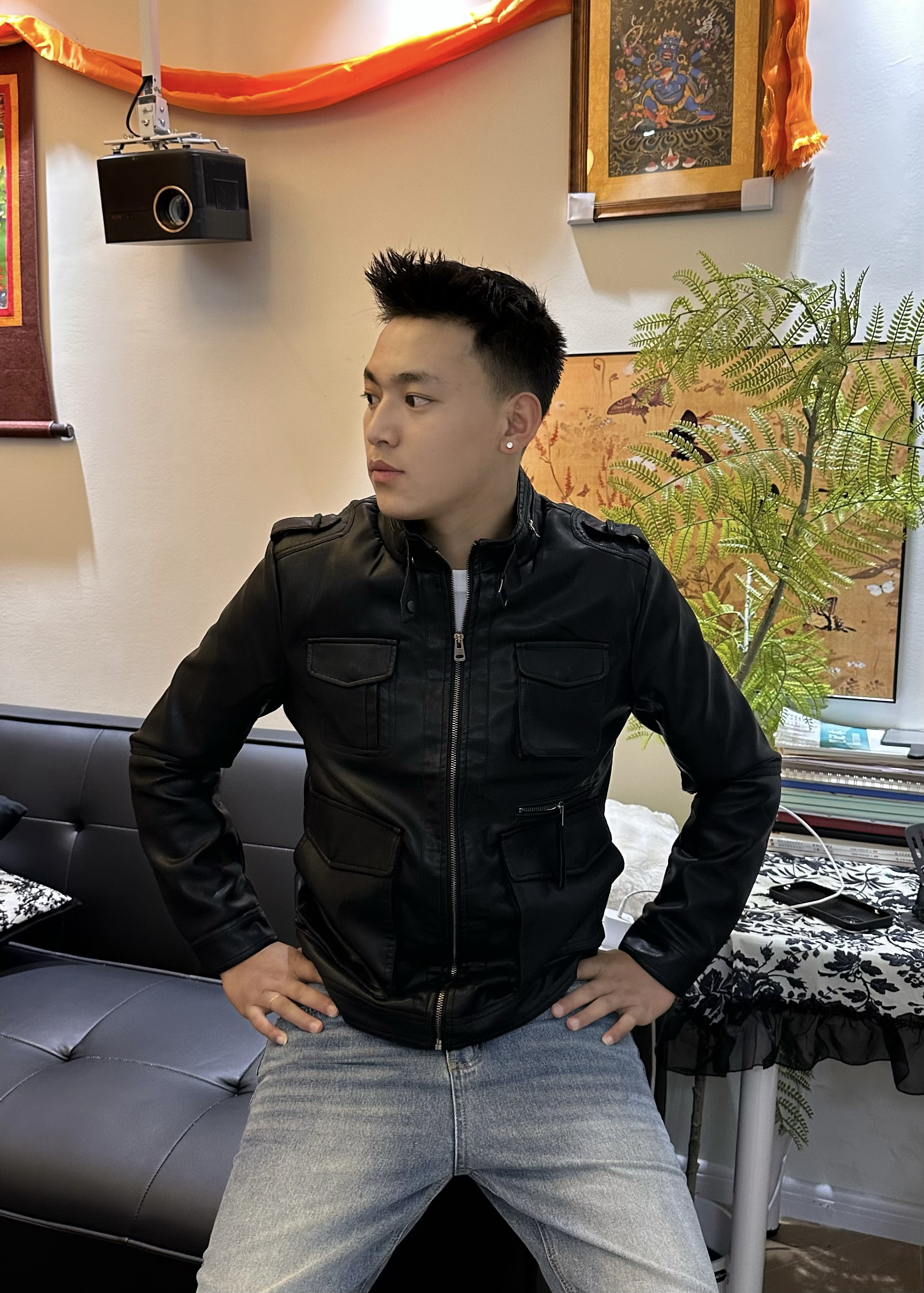 男士立领多口袋休闲百搭机车真皮皮衣外套