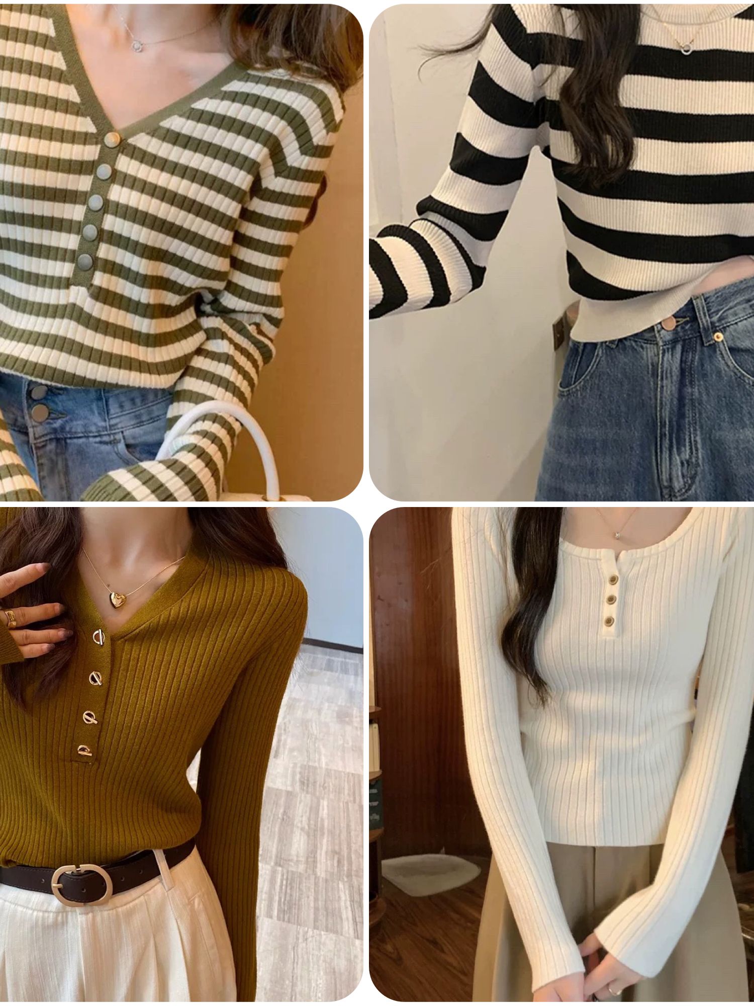 针织靓妹长袖打底外套毛衣