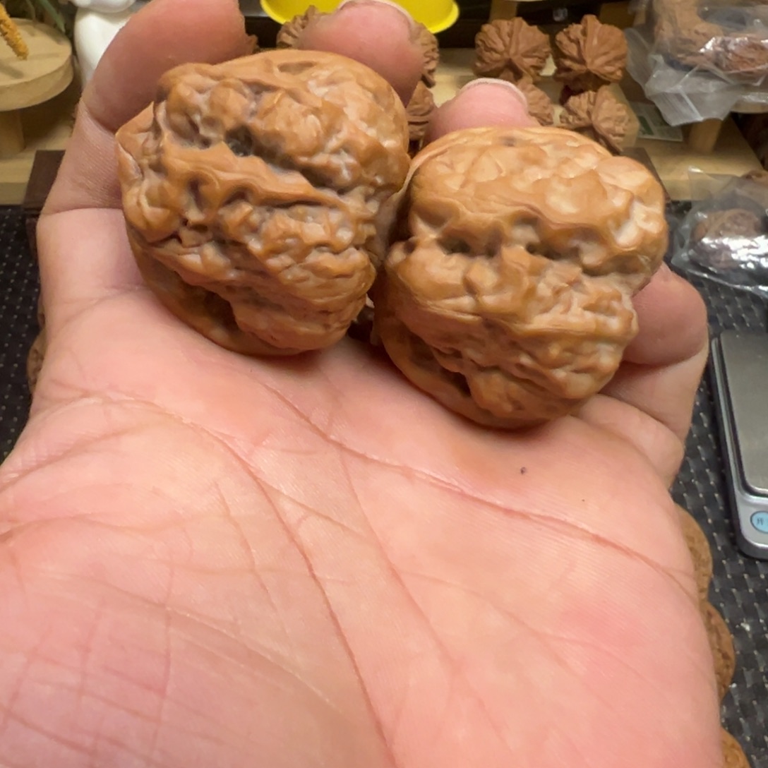 把件文玩核桃D****泣全品蛤蟆头41四开背精对 07