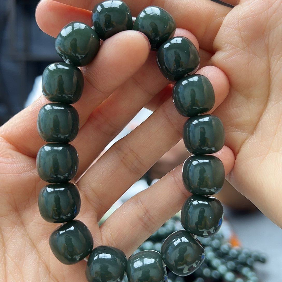 手串未镶嵌和田玉14且末老型珠