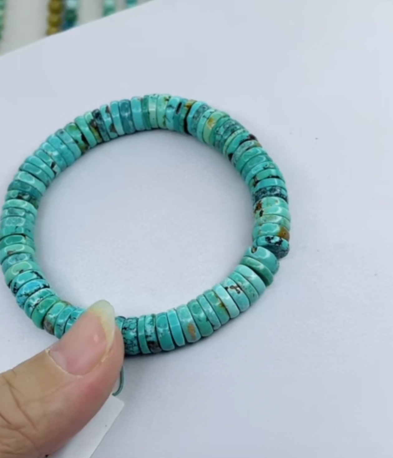 天然原矿绿松石手串卡8