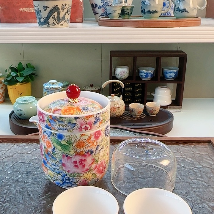 青花瓷器茶具套装 旅行茶具茶叶罐 玻璃杯公道杯等