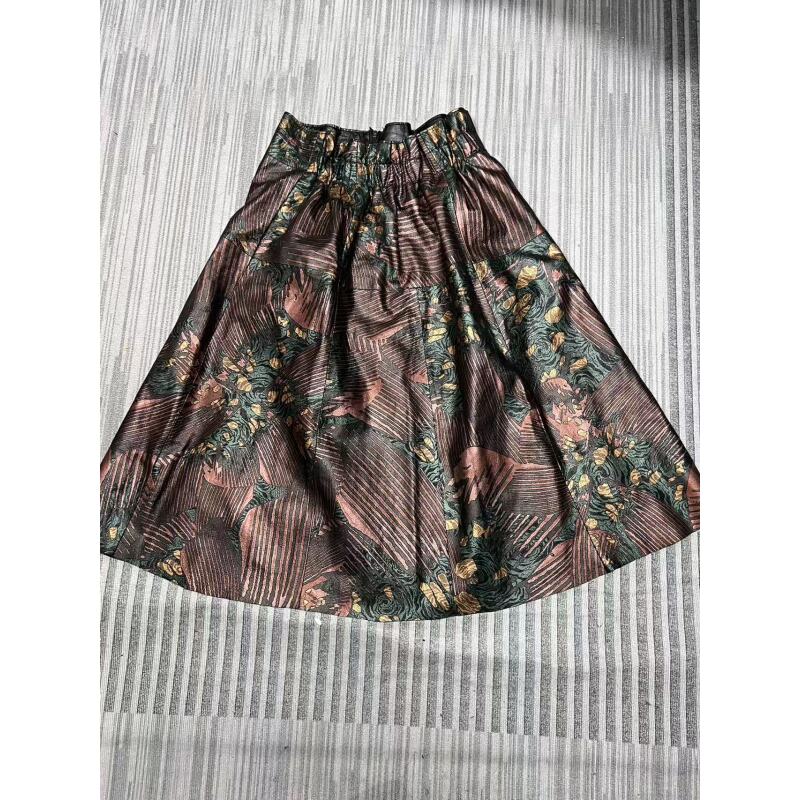 新款A字显瘦高腰时尚云朵腰皮裙秋冬赫本风百搭女士羊皮半身裙331