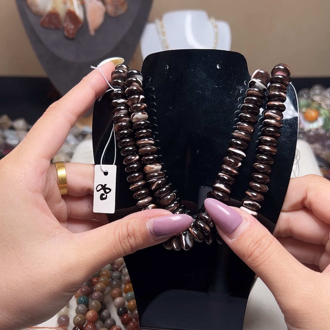 玛瑙/玉髓合金珠宝半成品j692 9.8*4.3m 黑金贝隔片一条