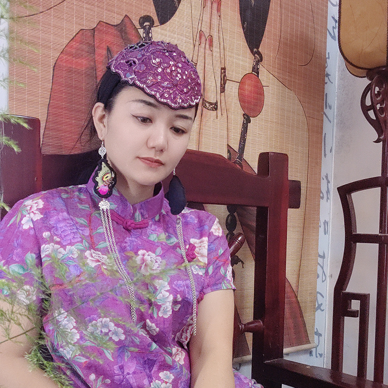 扶茶原创设计-民族风老绣发箍帽400