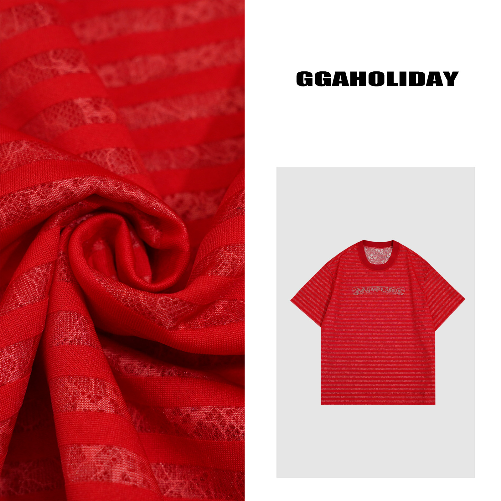 GGAHOLIDAY时尚洋气蕾丝薄款宽松休闲透气百搭显瘦气质大T-152658