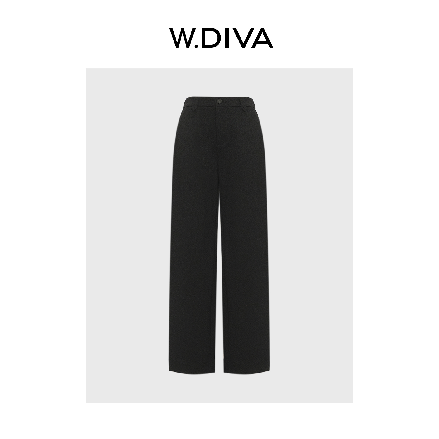 W.Diva【智形者】显瘦黑色休闲裤四季百搭微弹力直筒裤女53K262871