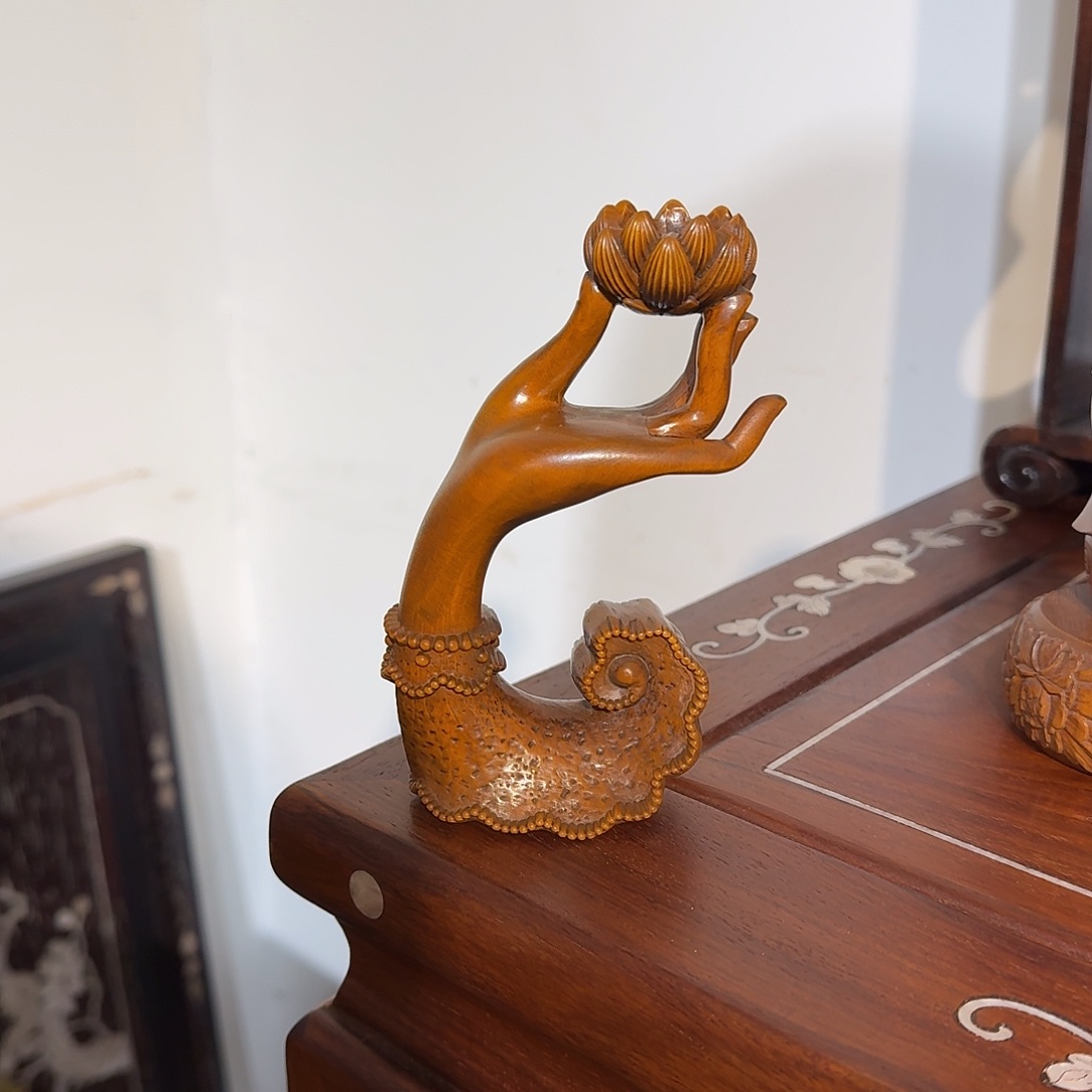 藏***ར木复古装饰摆件木雕香插高12厘米