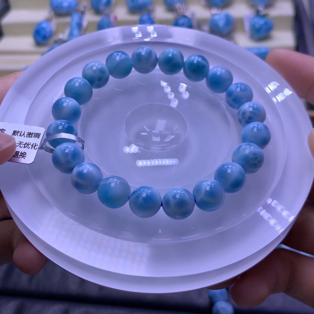 针钠钙石（海纹石）未镶嵌手串10+手串色差略异