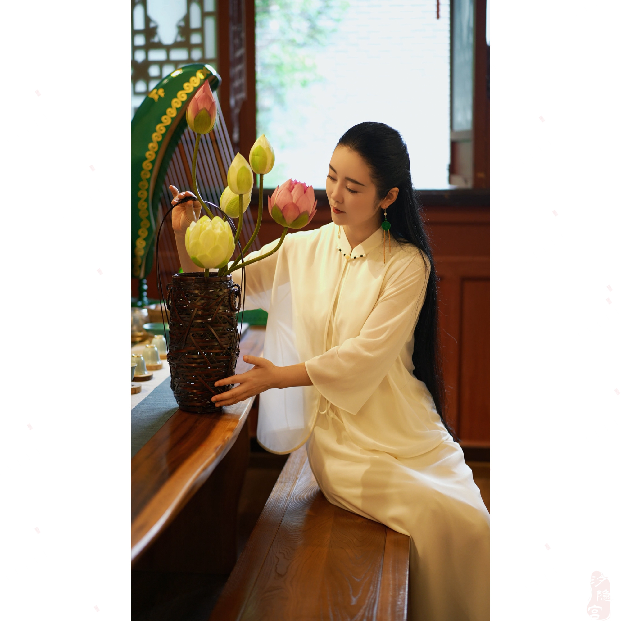 【浅若清风】夏季新中式纯色气质文艺百搭显瘦长款连衣裙套装