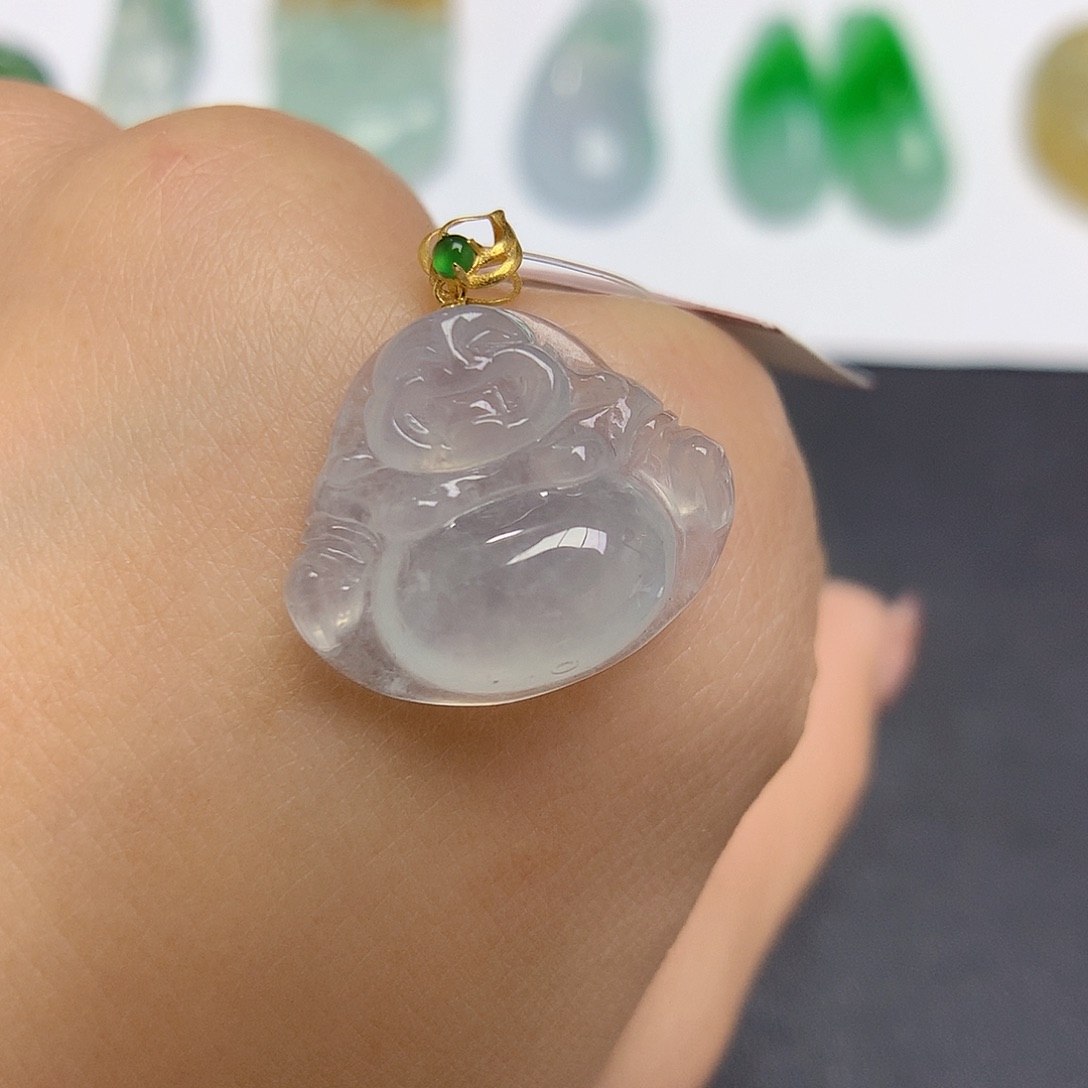 翡翠颈饰18K金镶嵌佛公