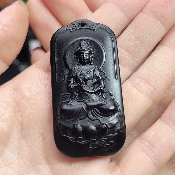 和田玉手链未镶嵌观音山水拍