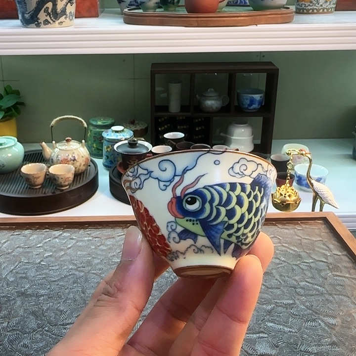 青花瓷器茶具套装茶叶罐个人杯