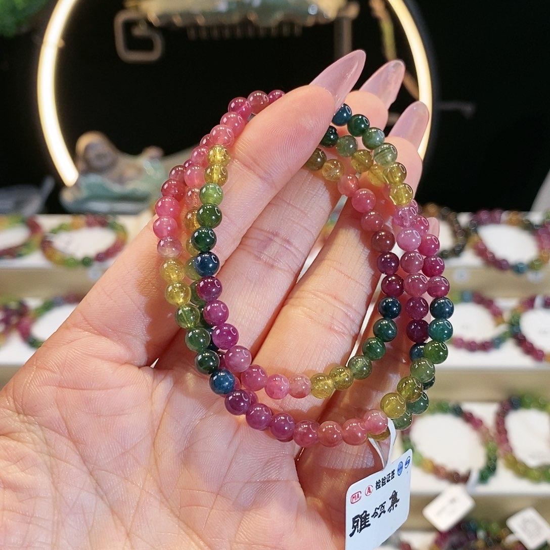 碧玺手链未镶嵌G2297三圈颜色微差