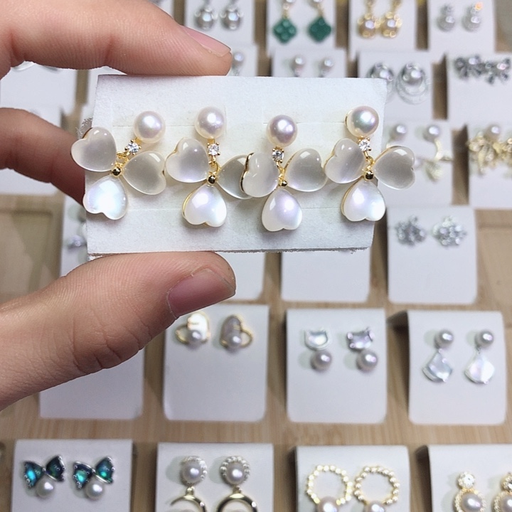 淡水珍珠耳饰银S925镶嵌