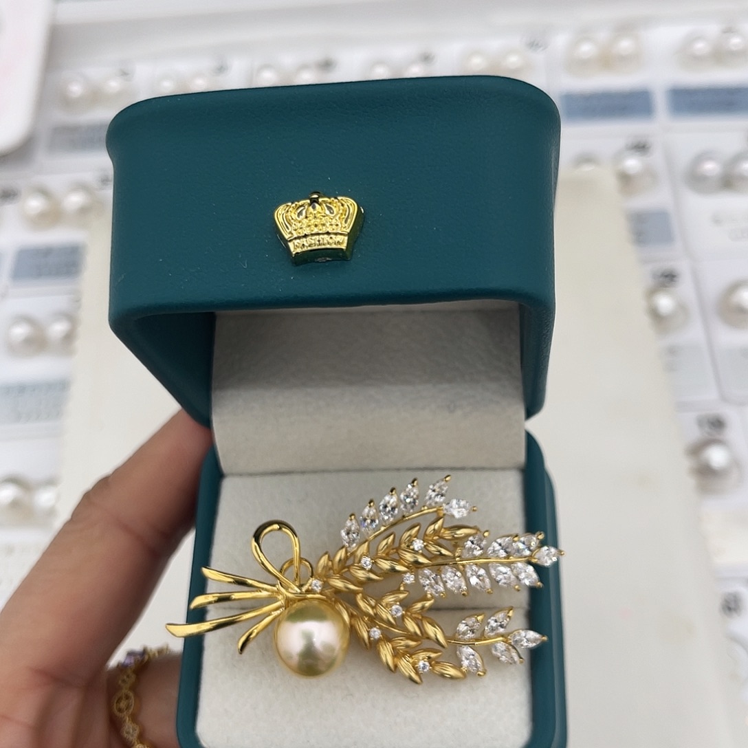 定制海水珍珠未镶嵌裸珠南洋金珠10-11(胸针成品不退换)