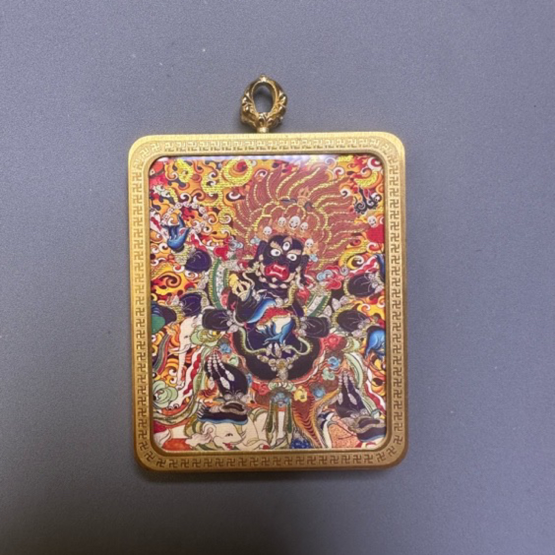 大黑天 唐卡 吊坠 铜壳
