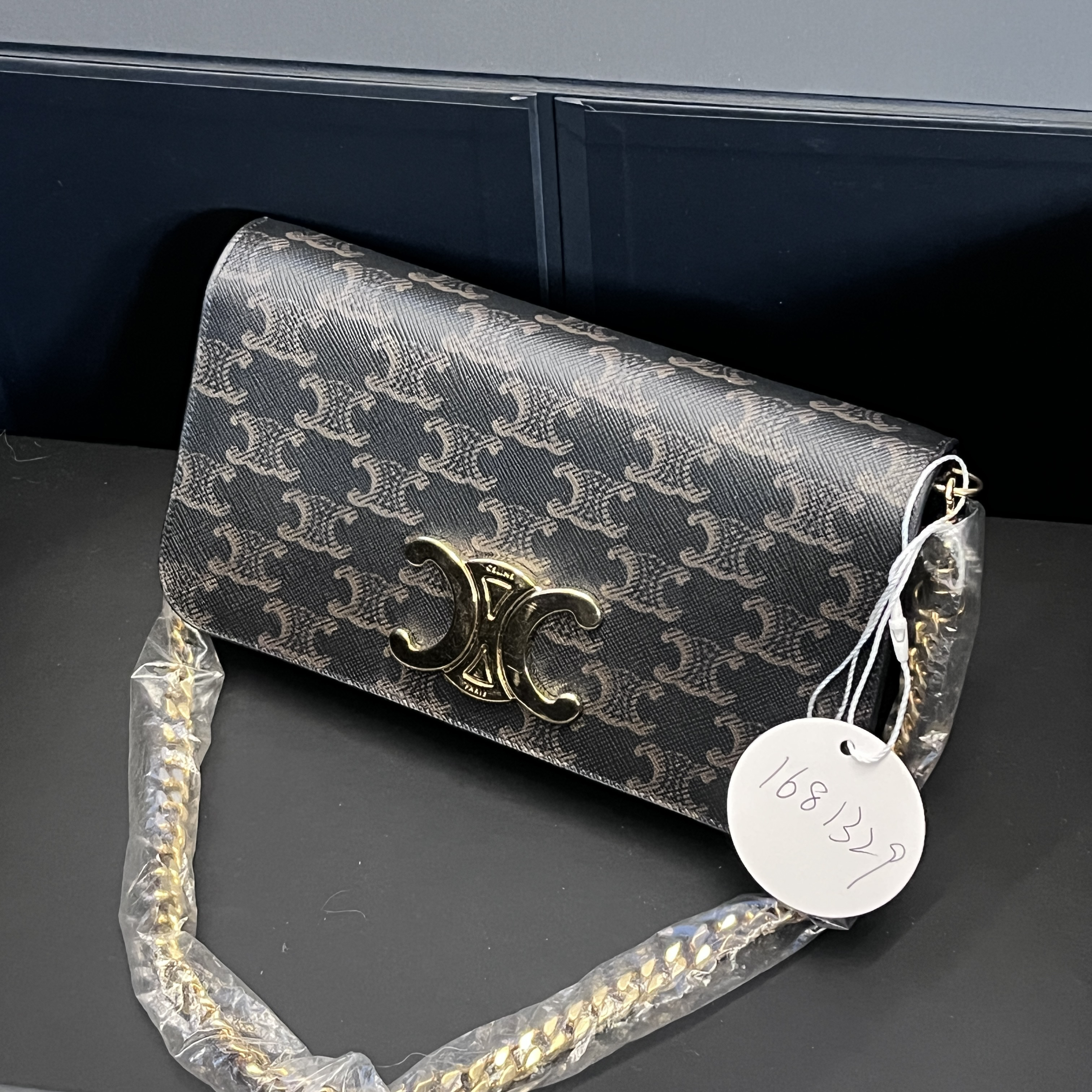 95新 Celine/思琳 夏七中古/老花链条法棍单肩包/1681329