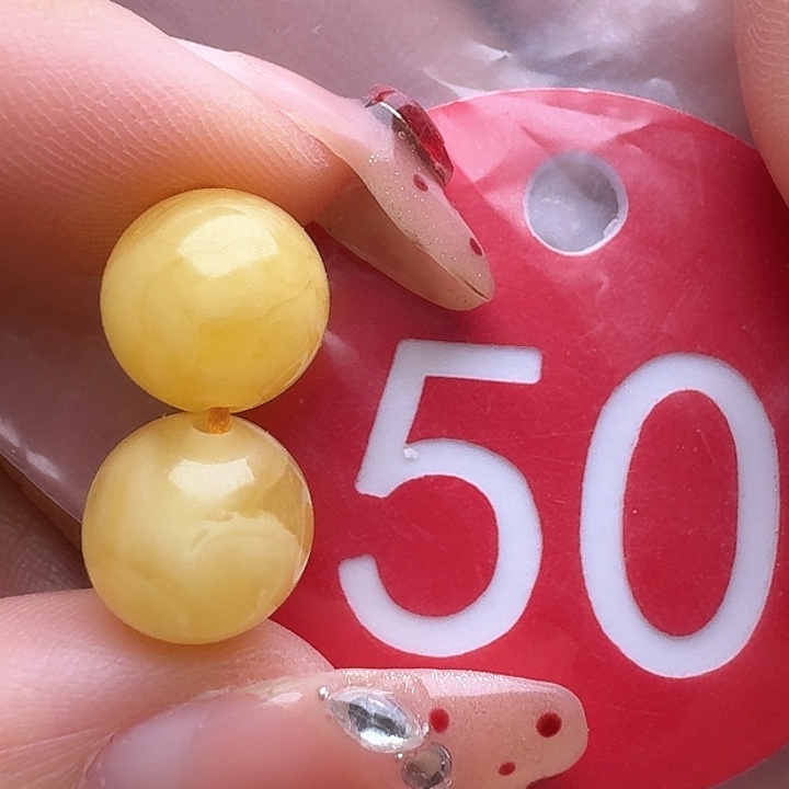 未镶嵌蜜蜡裸石微瑕9mm圆珠