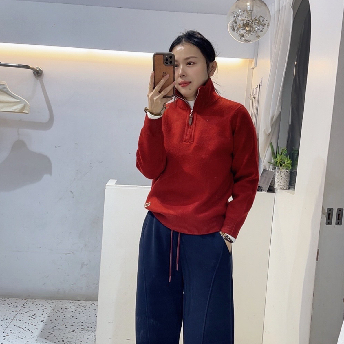 半拉链高领针织羊毛衣328