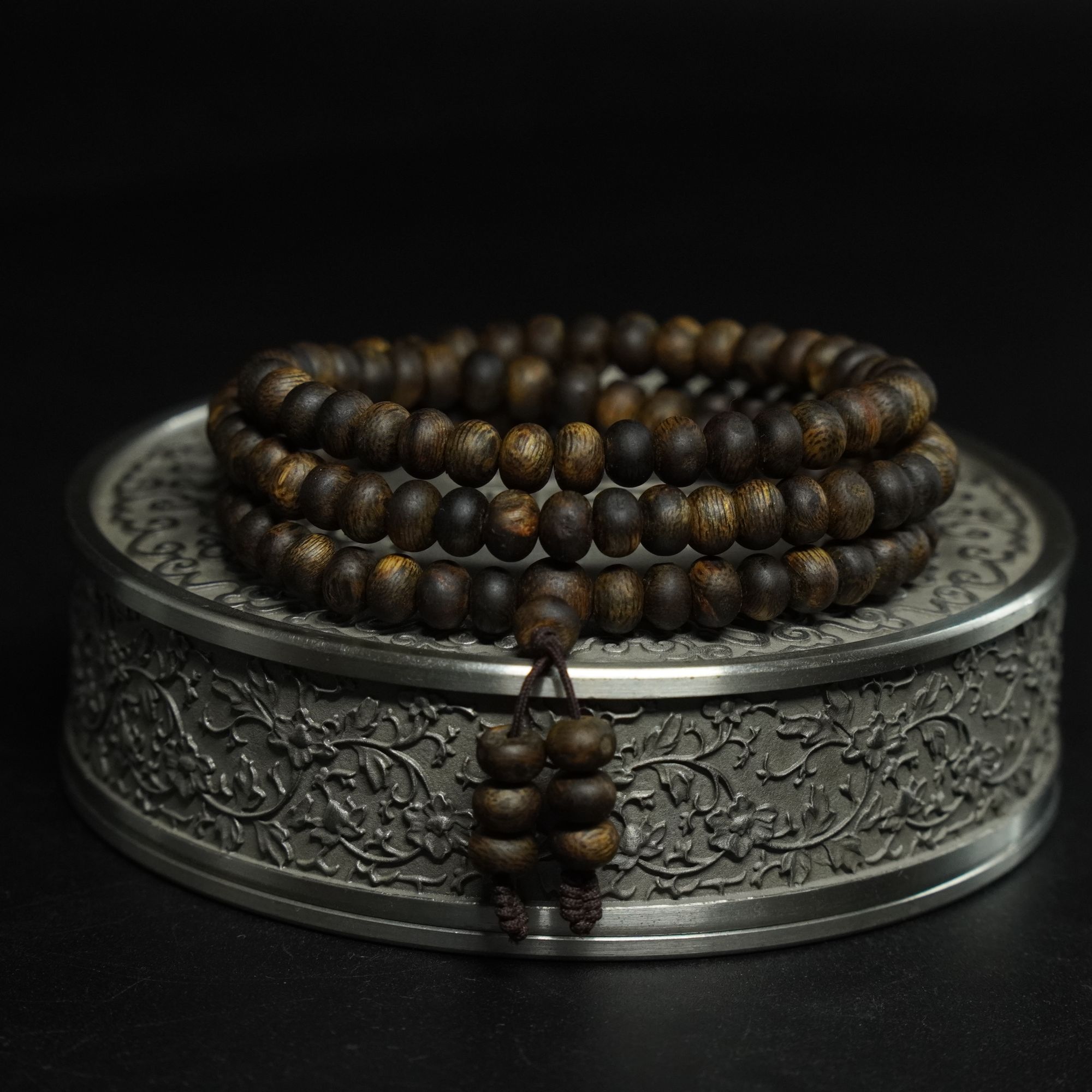 沉香手串 海南【白棋】沉水0.7随形算盘三圈 多样性发其一19g+