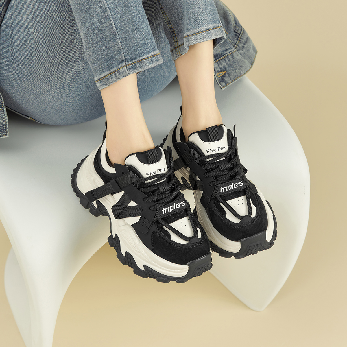 厚底女鞋时尚休闲鞋增高拼色老爹鞋运动鞋休闲鞋春秋网红百搭